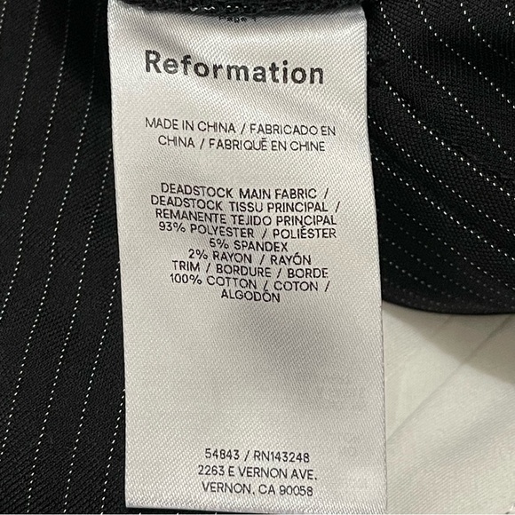 NWT Reformation X Camille Rowe Black Pinstripe Cherie Pant Trousers Size 12 - Picture 13 of 15